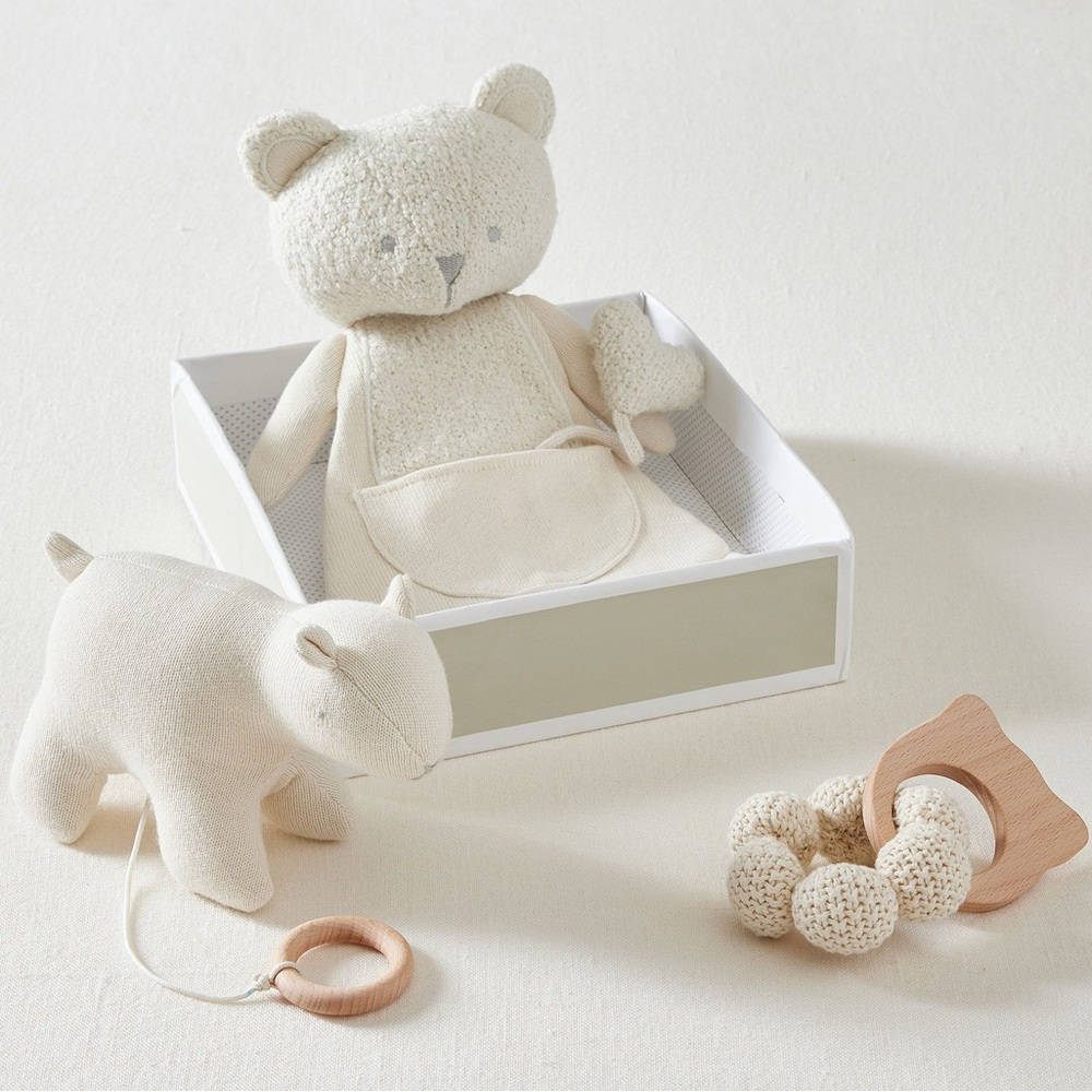 Pottery barn Cream Plush Bear Toy Set